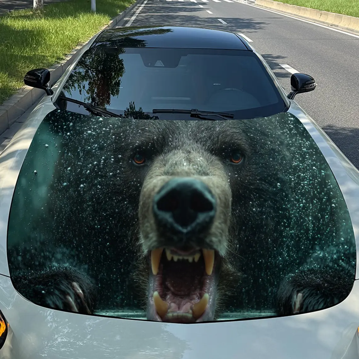 

Наклейки на капот автомобиля ужасающего ревущего медведя — самоклеящаяся, водонепроницаемая и прочная виниловая пленка, украшение и защита вашего автомобиля, подходит