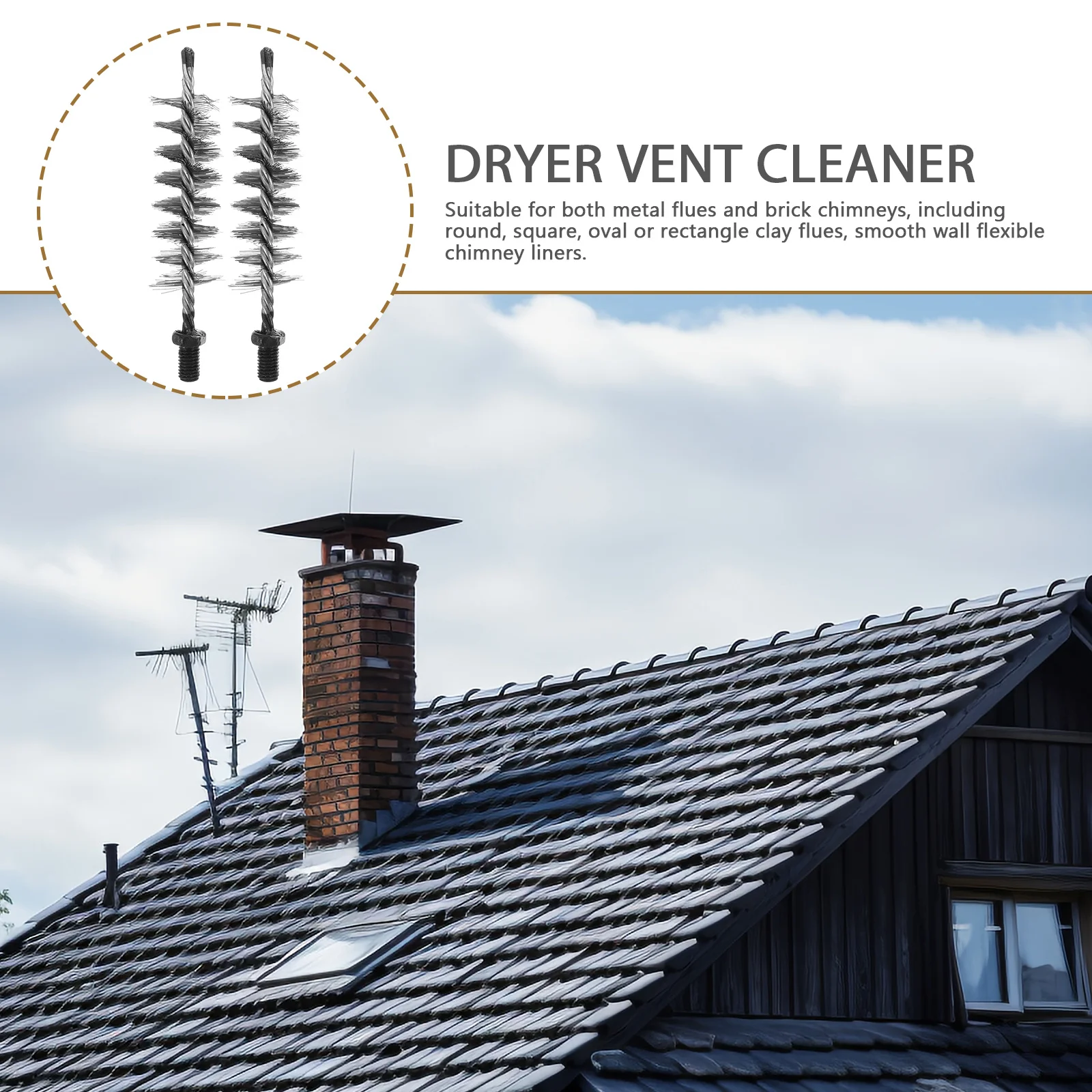 2 stücke Stahl Draht Pinsel Kamin Reinigung Werkzeug Für Luftkanal Trockner Vent Kamin Rohr Multifunktionale Kanal Pinsel Reinigung Liefert