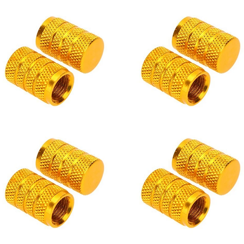 8X Alloy Tire Valve Cap, Bicycle, Motorcycles And Car With Schrader Valve, Gold