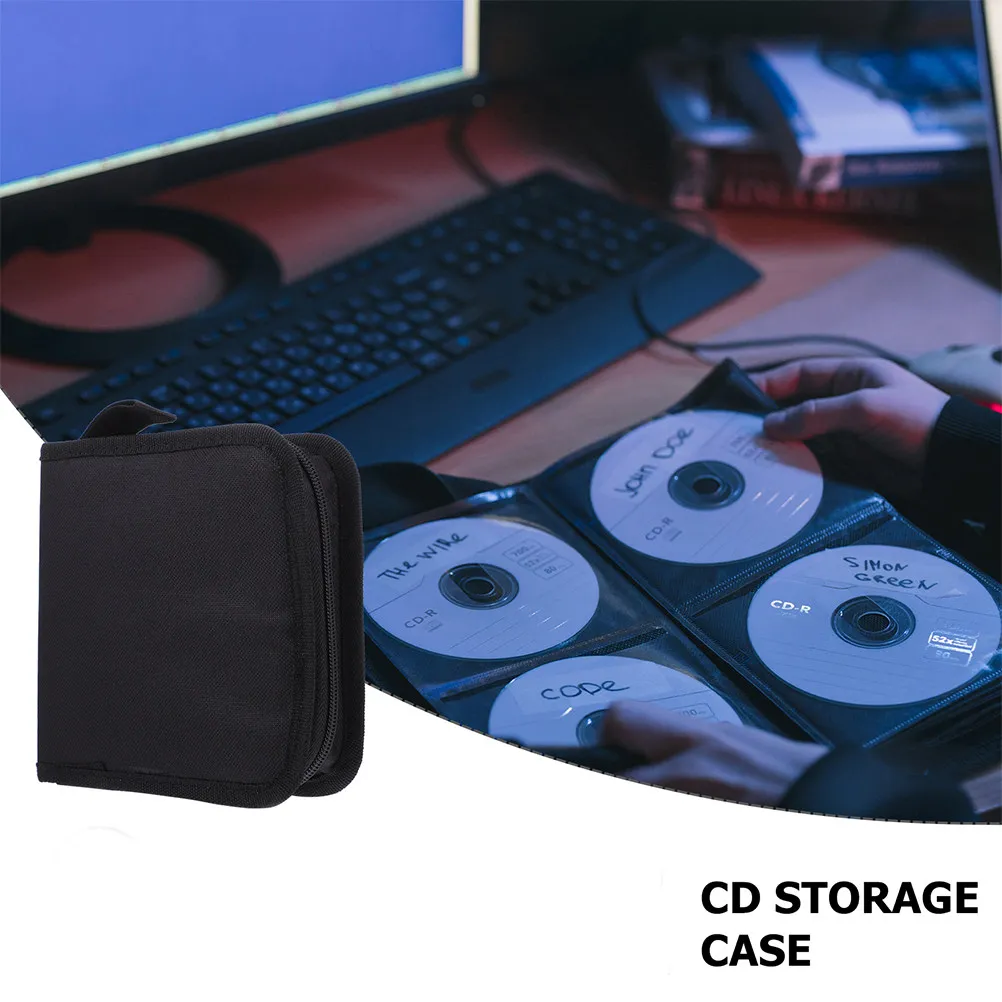 2Pcs Cd Storage Bag Heavy Duty Oxford Fabric Large Capacity 40-Disc Holder Portable Car Home Use Scratch Resistant Shockproof