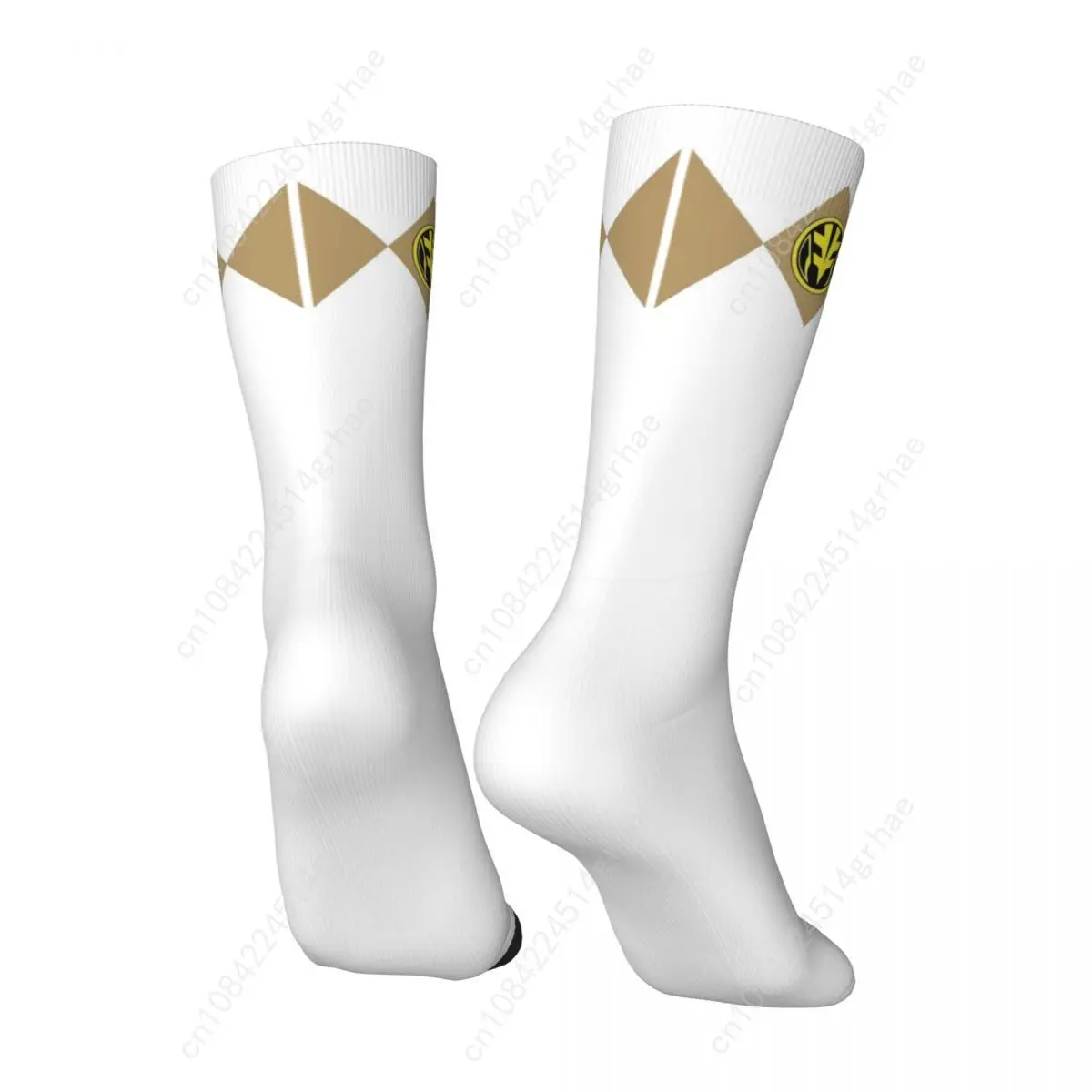 Mmpr branco ranger com moeda meias televisão americana retro meias unisex masculino qualidade meias de skate outono meias antiderrapantes