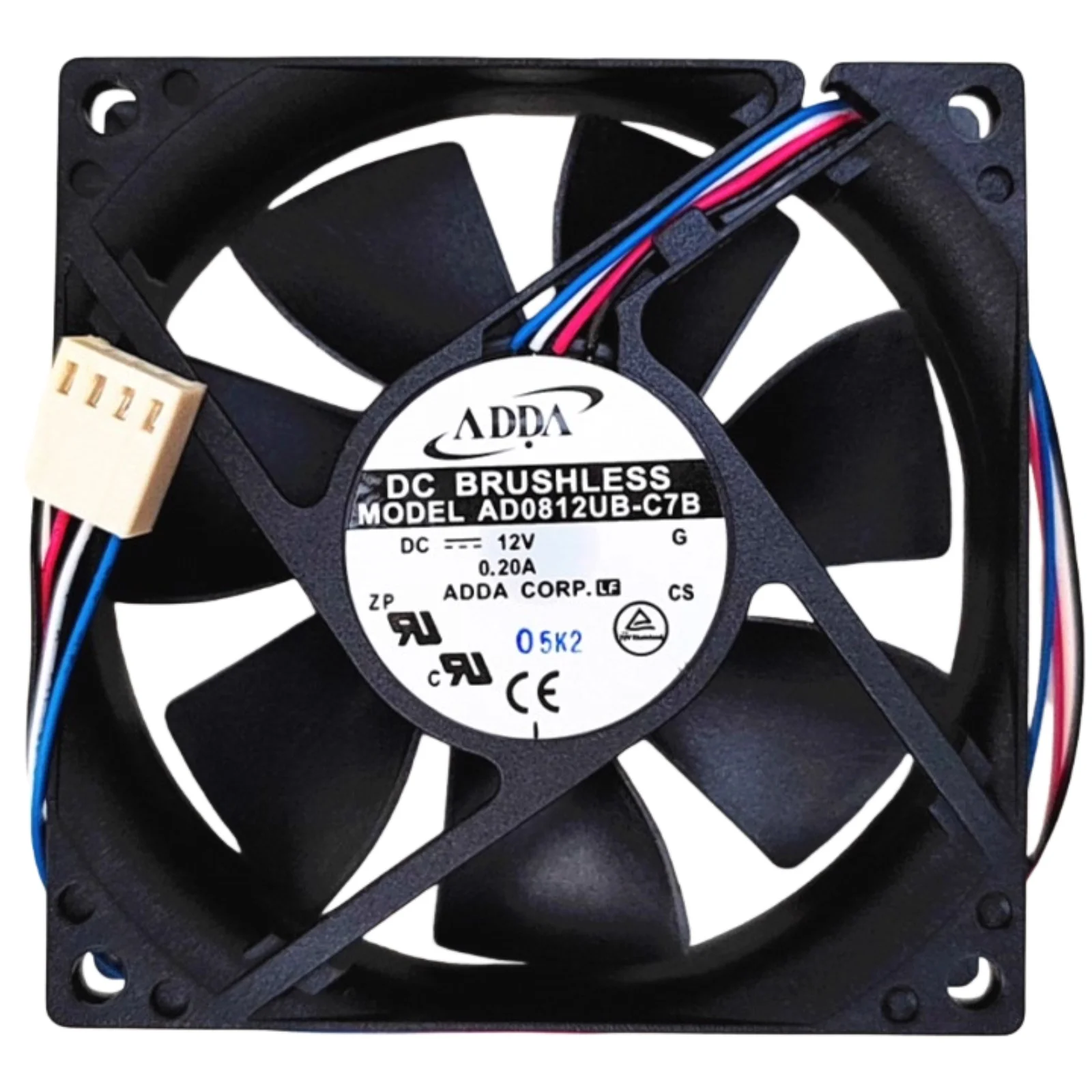 

for ADDA AD0812UB-C7B 8020 8CM 12V 0.2A Dual Ball Bearing PWM Cooling Fan, 3700RPM