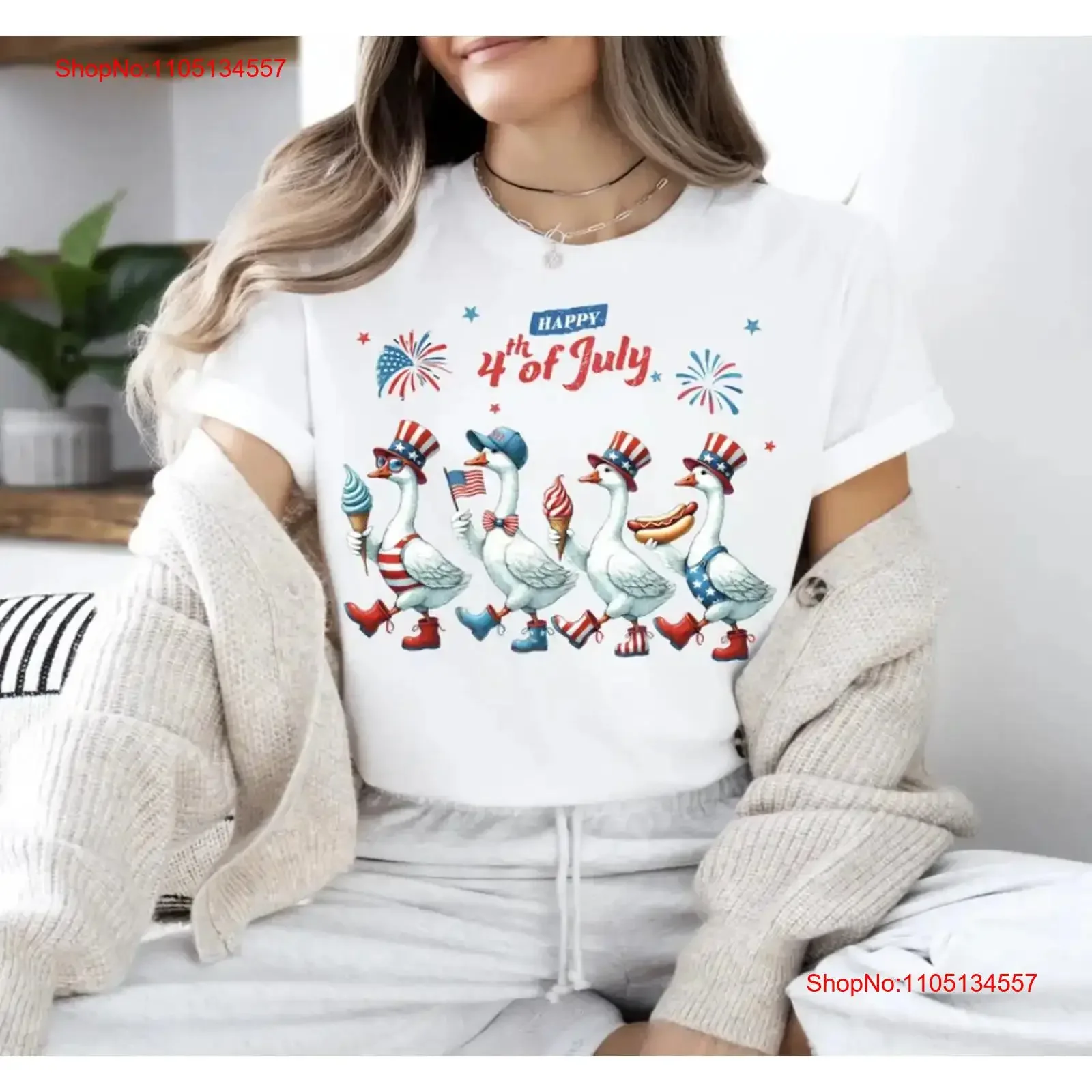 

Happy 4th Of July Ducks T shirt size S 5XL vintage Washed Top For Everyday Wear Breathable Versatile Unisex Soft fashion Casual
