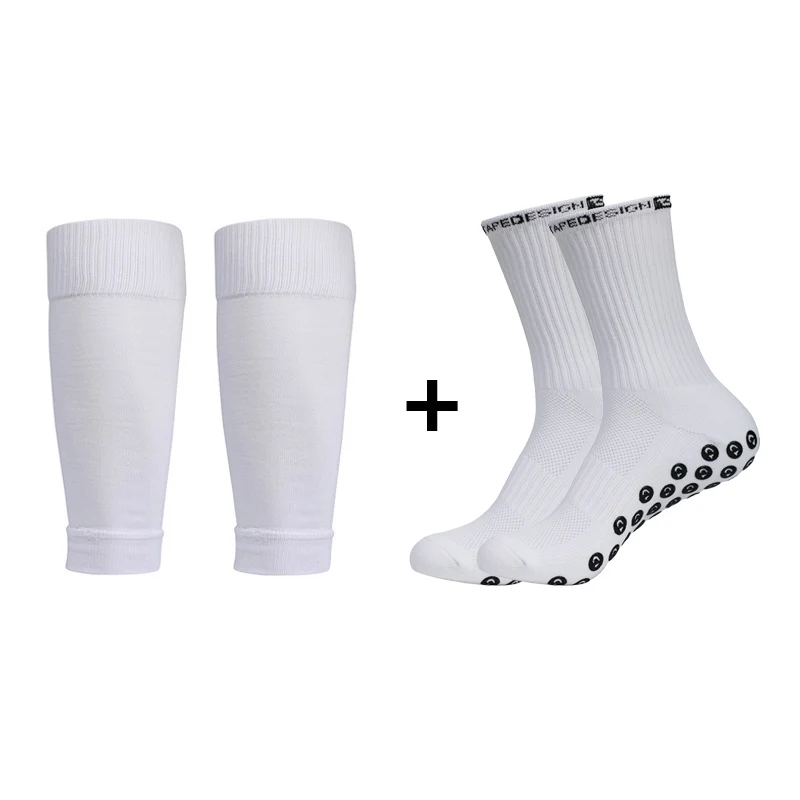 

2 пары противоскользящих футбольных носков с силиконовой подошвой и комплект спортивных гетр для мужчин: дышащие носки для бега, футбола и велоспорта