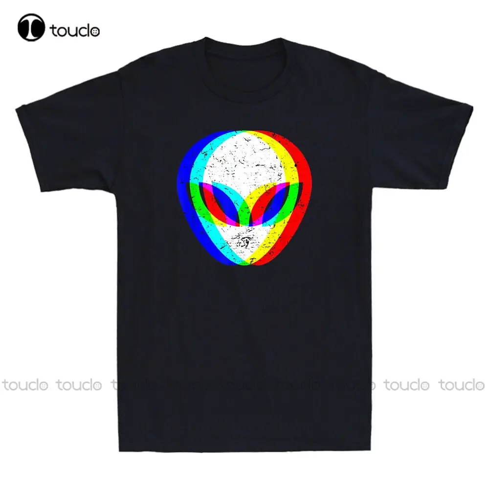 Alien Head Trippy Techno Rave Edm Music Festival Funny Vintage Men'S T-Shirt Tee Muscle Shirt Custom Gift Xs-5Xl Printed Tee