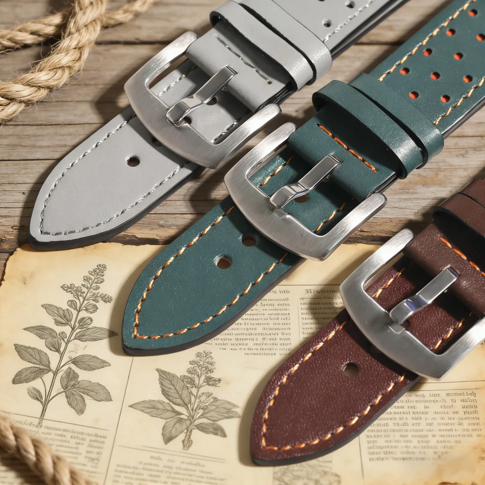 Premium Leather Watch band 20mm 22mm Two Color splicing Quick Release Watch Strap For Omega Rolex Universal For Man Women