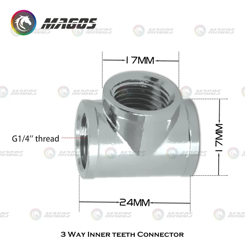 G1/4 Thread PC Water Cooling Splitter Fittings T Shape 3 Way Connector Computer Accessories 1pcs