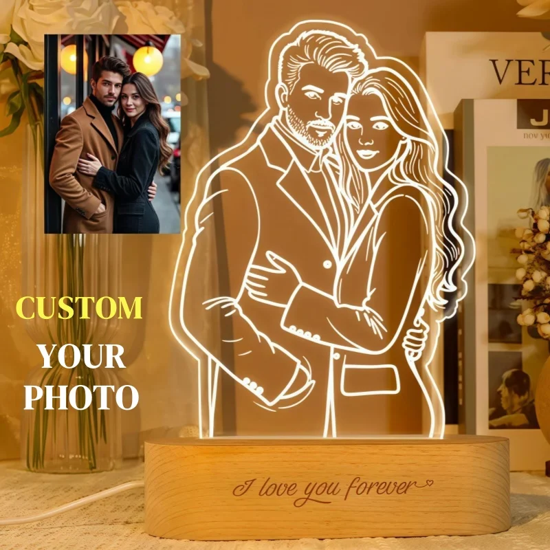 

Personalized Gifts Photo 3D Lamp Custom Text Bedroom Night Light Mother's Day Valentine's Day Wedding Anniversary Birthday Gifts