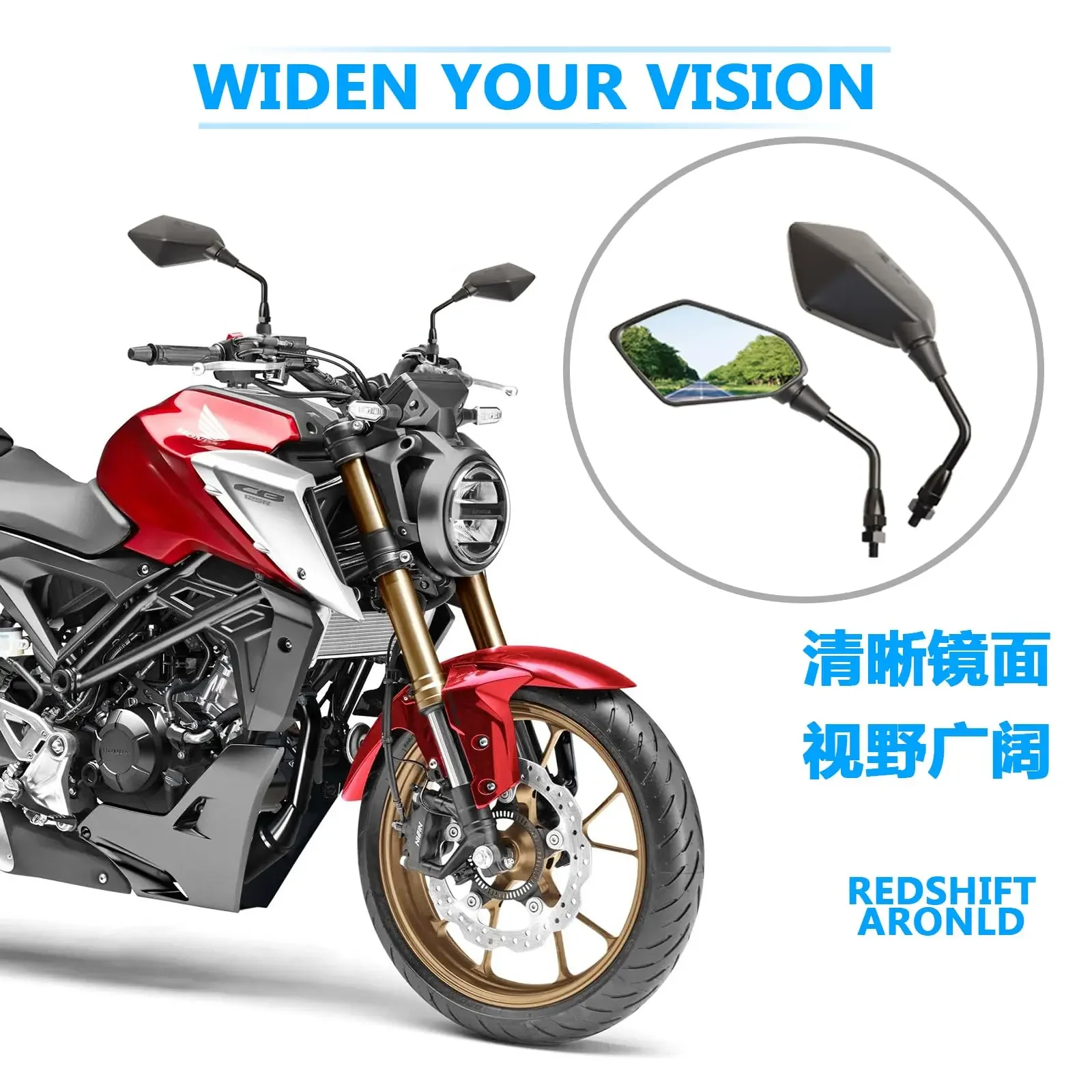 

Optimal View Motorcycle Rearview Mirrors Heavy Duty Enhanced Vision Compatible with M10 Right-hand Thread Rear View Mirror