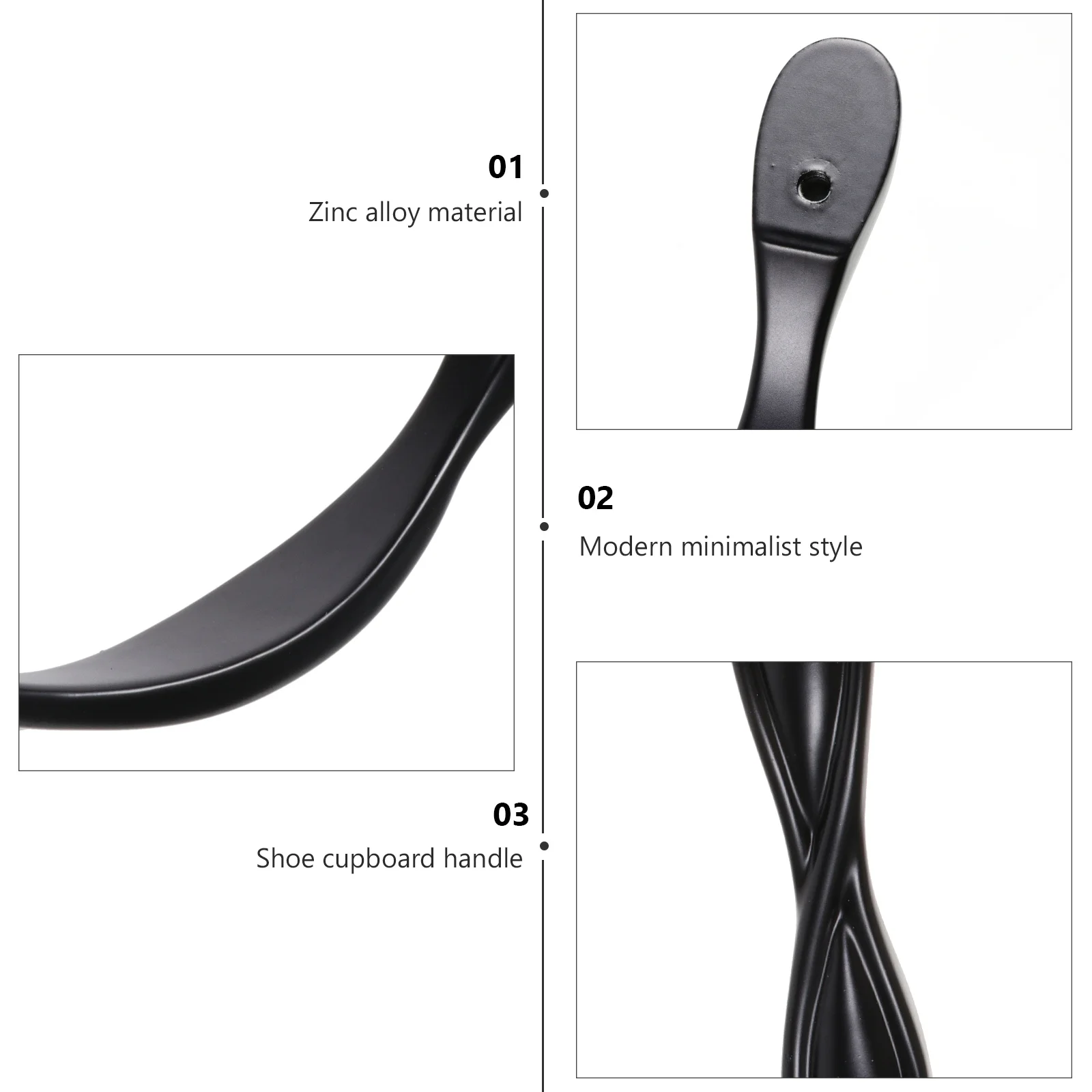 

4Pcs Black Cabinet Handle Zinc Alloy Pulls Durable Kitchen Drawer Cupboard Wardrobe Furniture Hardware Cabinet Handle