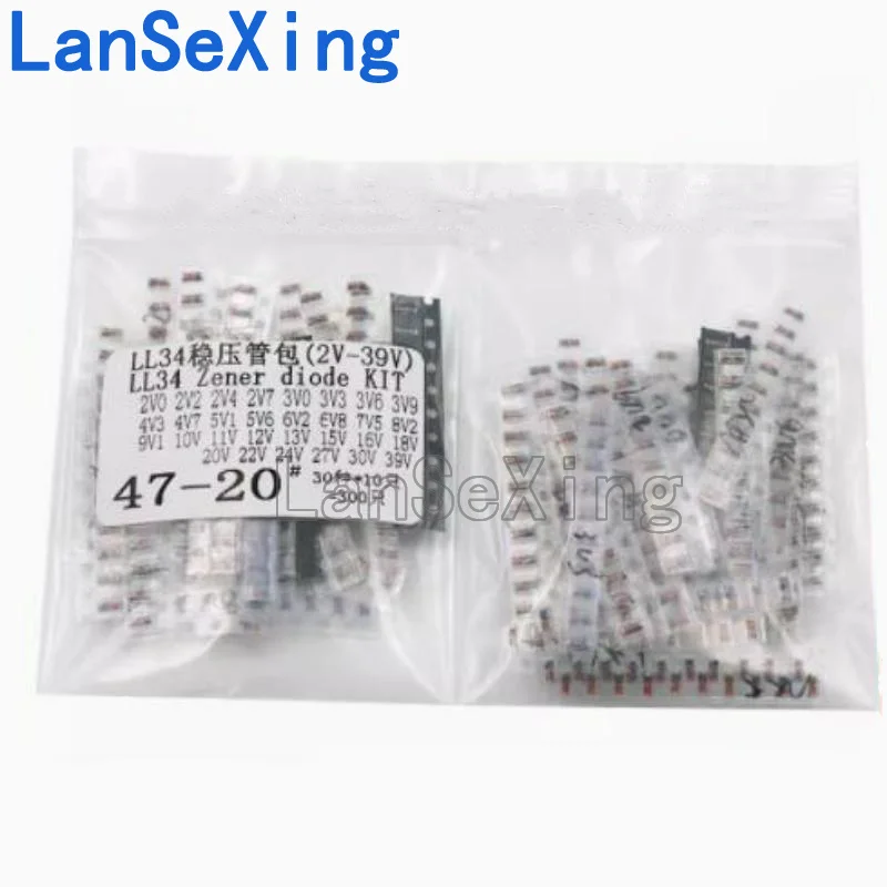 SMD Zener Diode Package LL34 1206 Package 0.5W 2V-39V 30 Types, 300 pieces in total