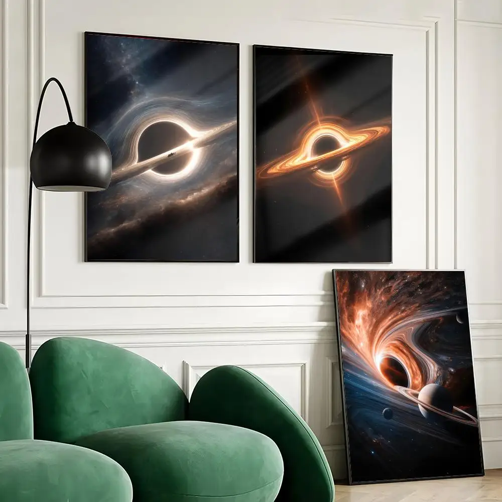Radiant Black Hole Poster Waterproof Wall Art Sticker for Home Bar Decoration, Self-Adhesive Room Wall Decor Mural