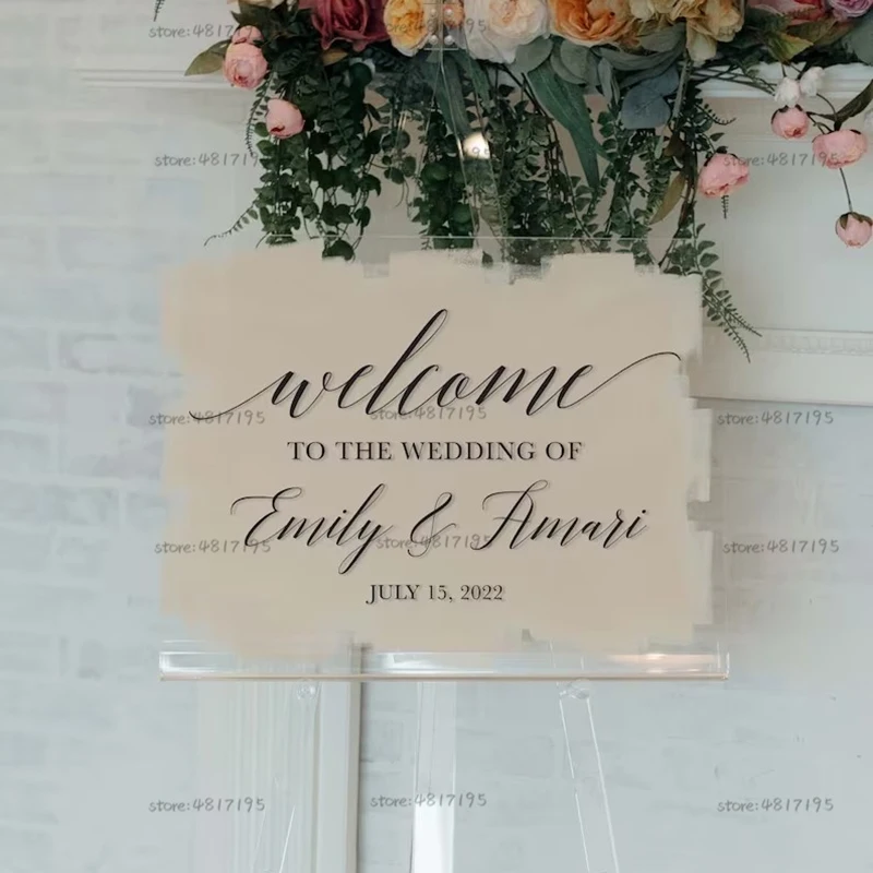 Welcome Wedding Stickers Custom Name And Date Sign Decal Welcome To Wedding Of Stickers Personalized Wedding Party Welcome Sign