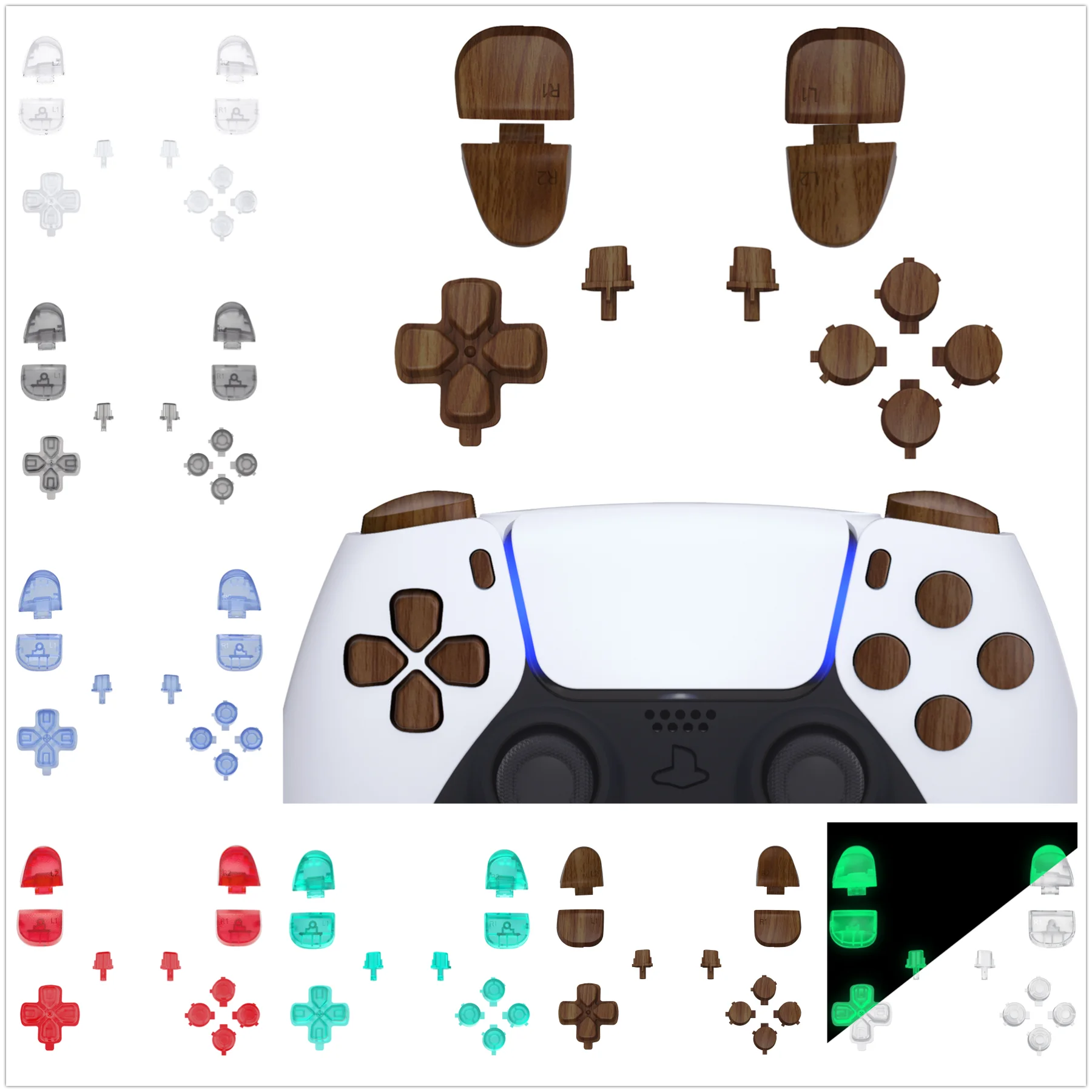 eXtremeRate Replacement Buttons Compatible with ps5 Controller BDM-030/040/050/060,  D-pad R1 L1 R2 L2 Share Options Face Button