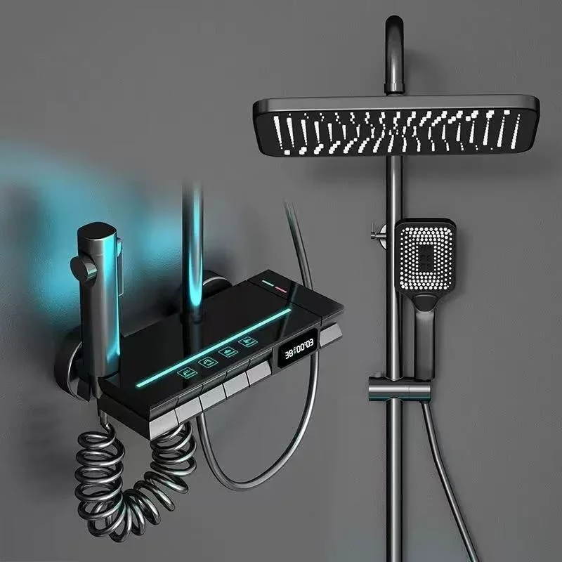 

Intelligent digital display shower head set with constant temperature shower head and intelligent temperature control copper cor