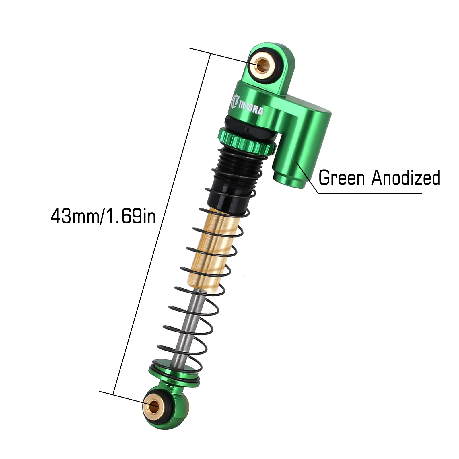 Amortisseur INJORA 52mm Gros Alésage Pour RC Crawler 1/24 – Réglage Précis Et Corps En Aluminium CNC