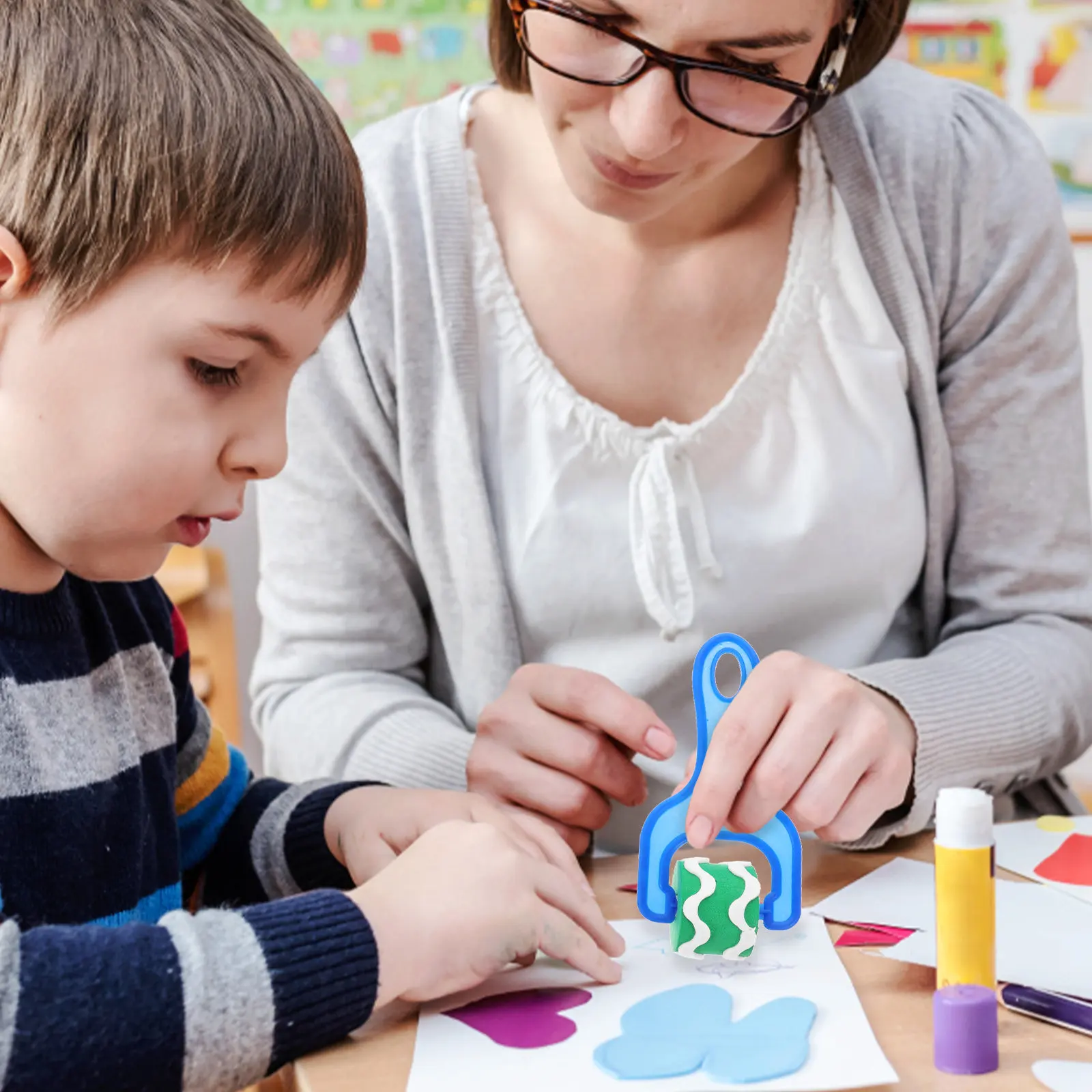 8Pcs Multipurpose Painting Stampers Kids Graffiti Rollers Children Drawing Tools for Painting Supplies Handprint Tool for Kids