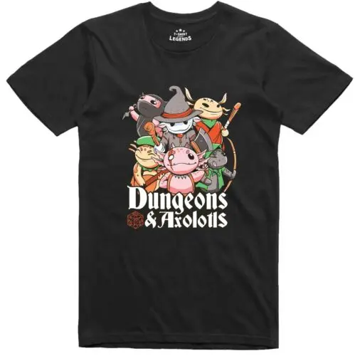 Drôle Hommes T-shirt RPG Donjons et Axolotls Jeu de Rôle Coupe Régulière Tee