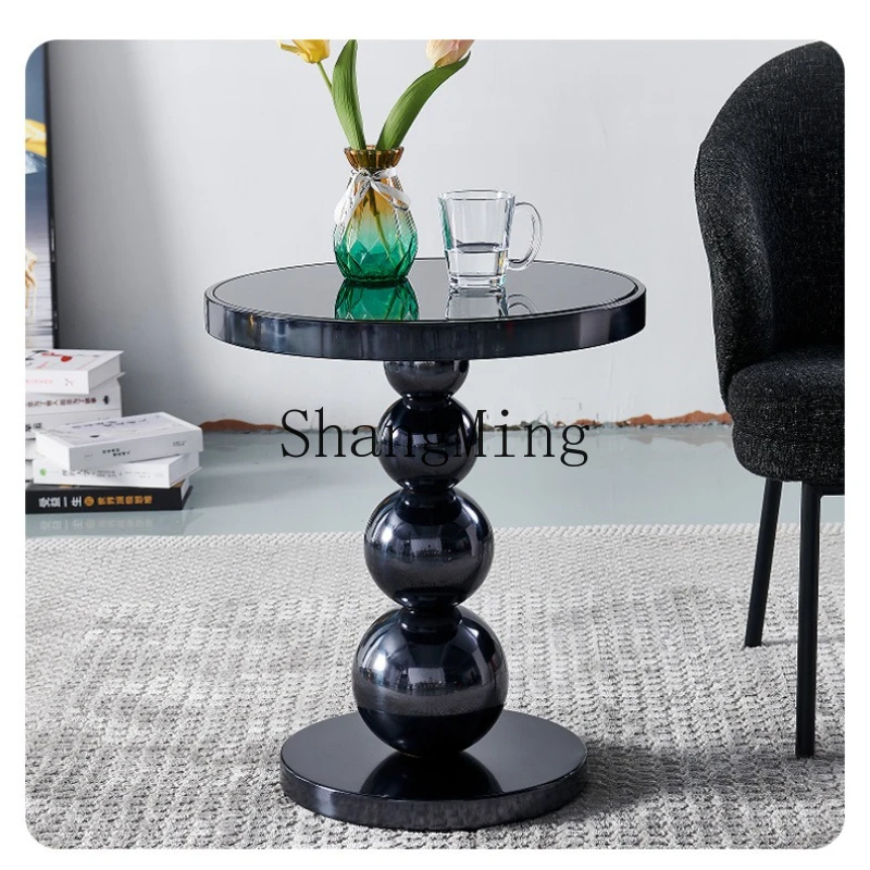 FG good-looking  retro round sofa side table solid wood small round table coffee table bedside shelf