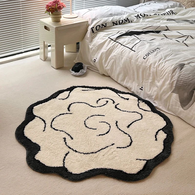 Nordic Tufting Black White Living Room Carpet Soft Brain Shape Round Children Play Pad Anti-slip Rug Mat Kawaii Home Tidy Decor