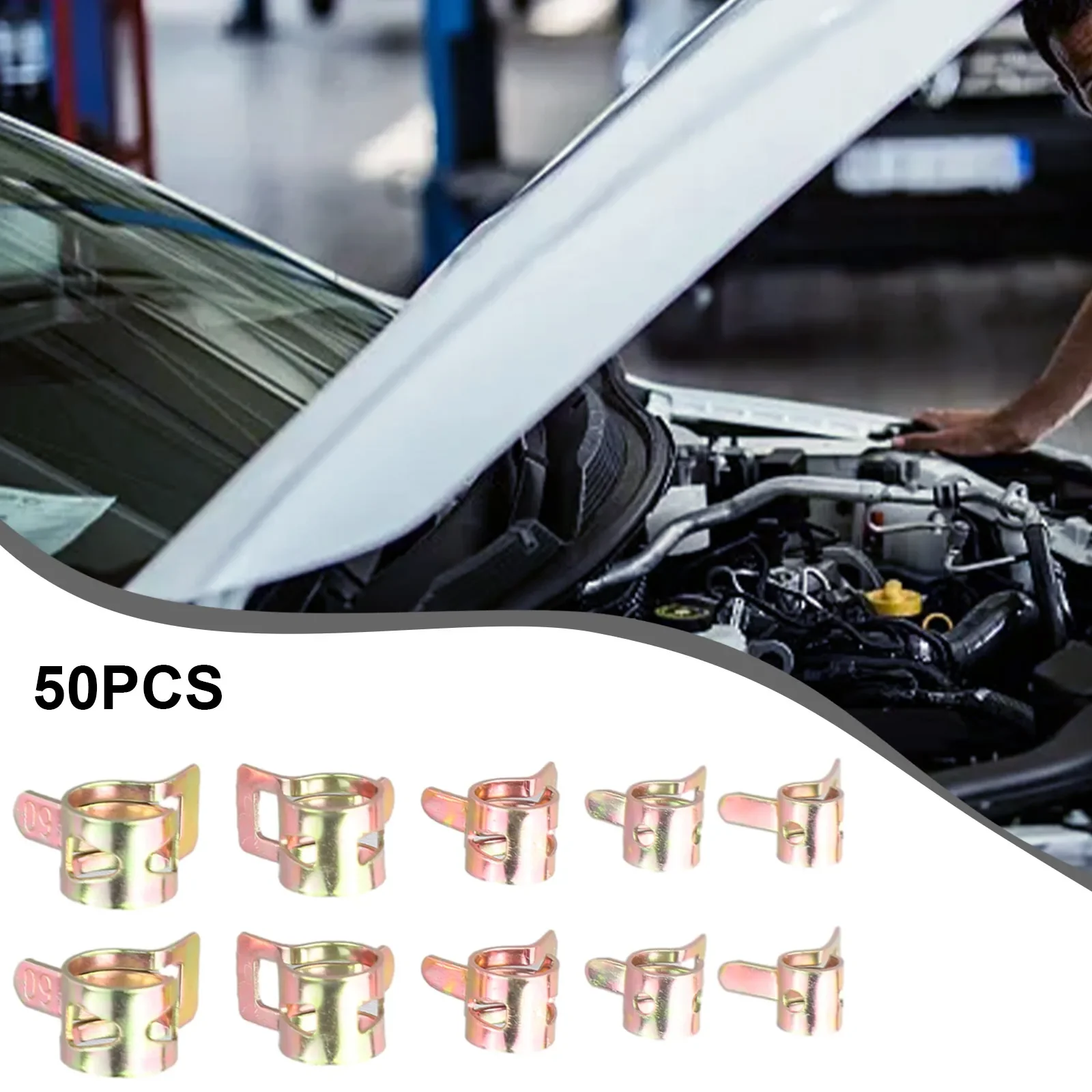 50Pcs Spring Clip Clamp Fastener 5/6/7/8/9mm Spring Clip Fuel Water Line Hose Pipe Air Tube Clamps Car Accessories