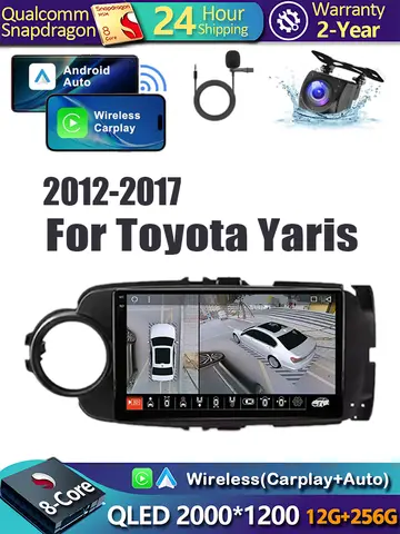 Android 15 Carplay Car Radio For Toyota Yaris 2012 2013 2014 2015 2016 2017 Navigation GPS Multimedia Player stereo wifi BT Auto