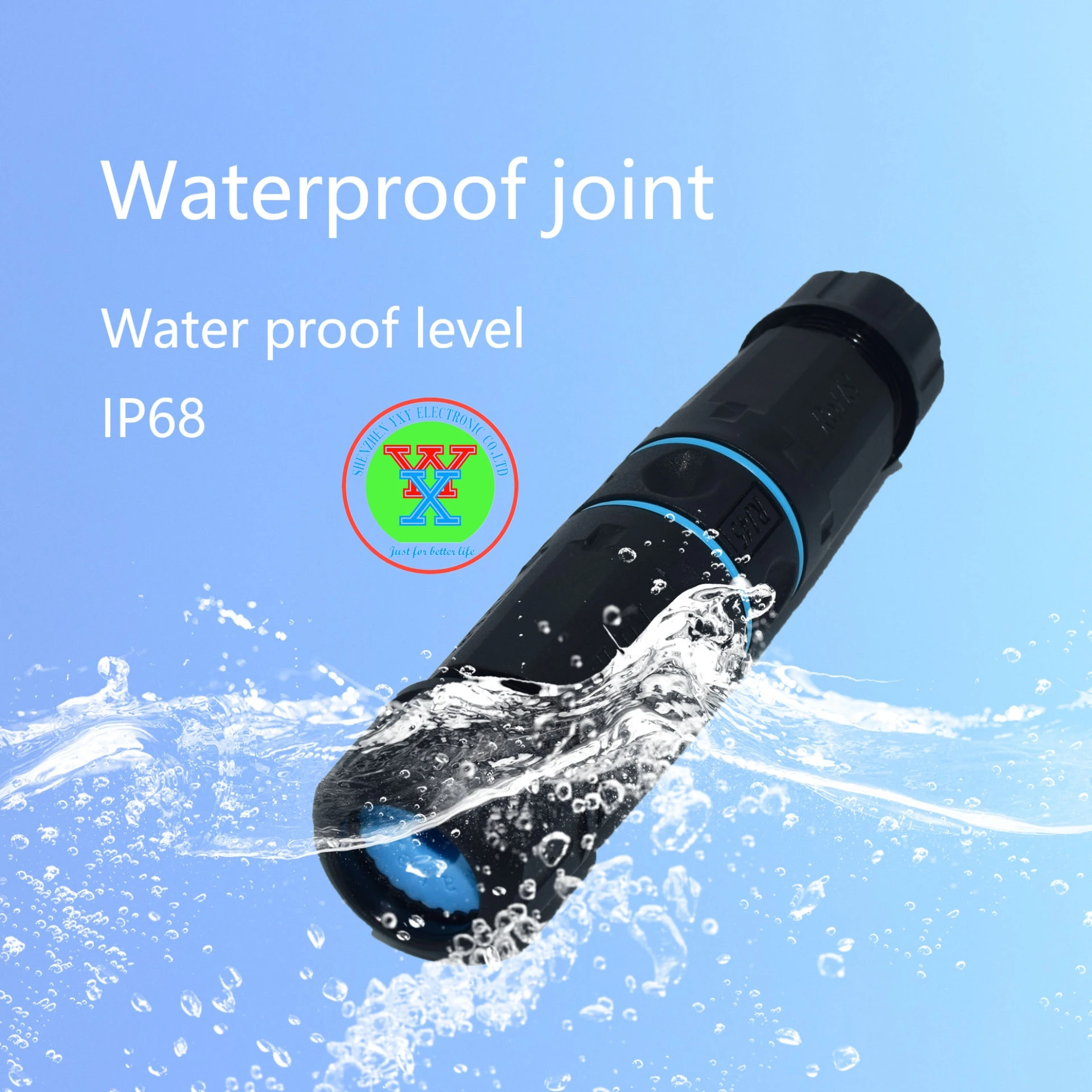 IP68 RJ45 Outdoor CAT6 STP Waterproof Connector Nylon PA66 Rubber Ring Material