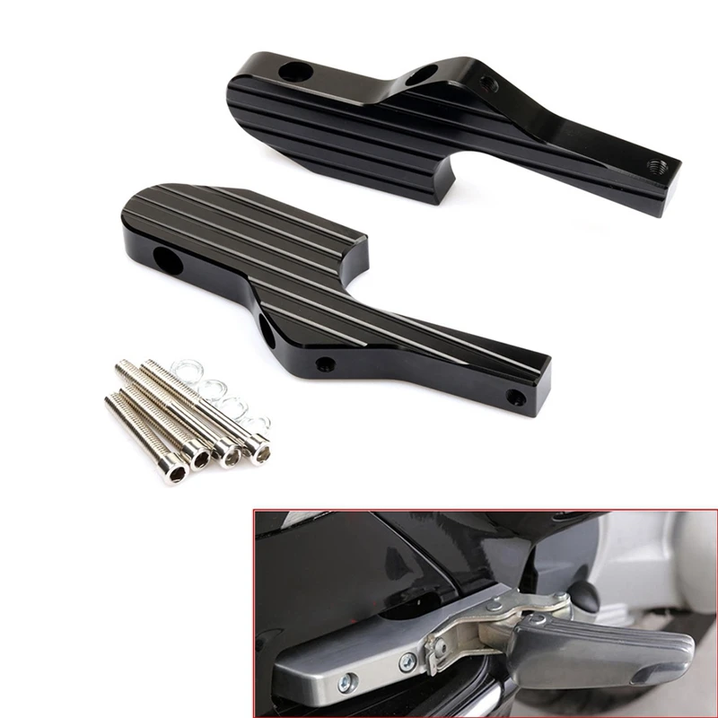 4X Auto Passenger Foot Peg Extensions Extended Footpegs Pedal Growth For Piaggio VESPA GTS300 GTV 200 250 300 Black