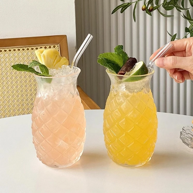 250ml-865ml INS Glass Cup Pineapple Shape Coffee Mug Transparent Cocktail Bar Beverages Soda Water Juice Mugs Cup Drinkware