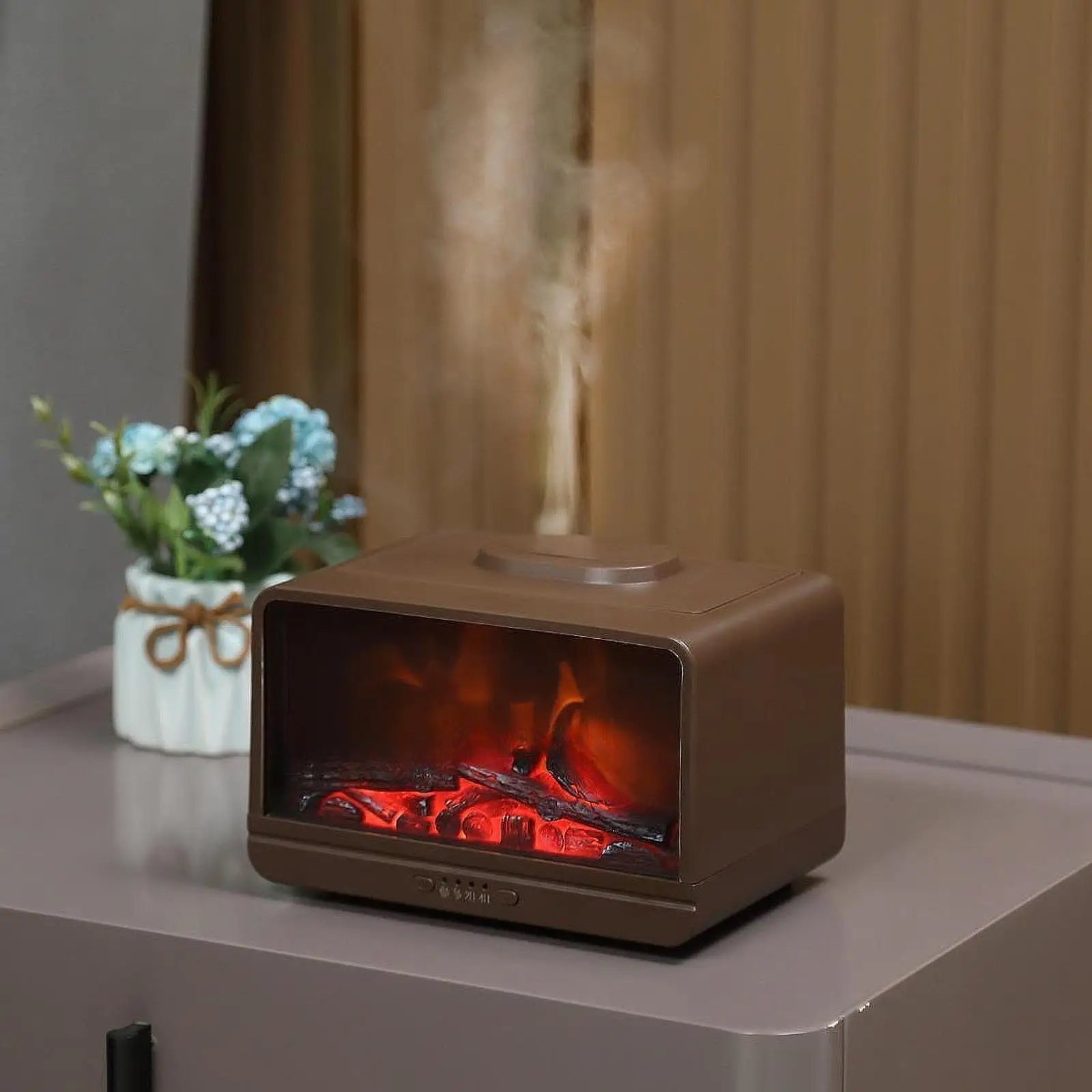 Difusor de óleo essencial de umidificador de ar de chama para presente de inauguração de spa de escritório