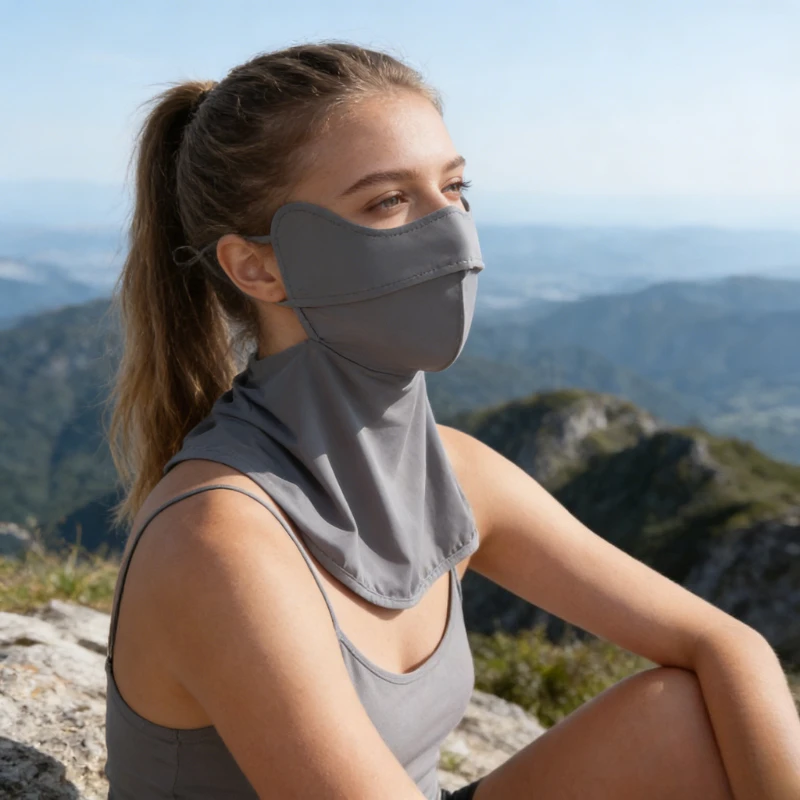 

Маска для лица из ледяного шелка с защитой от солнца, маска для уголков глаз, женская летняя защита для шеи и лица, солнцезащитная маска Gini с защитой от ультрафиолета для езды на велосипеде.