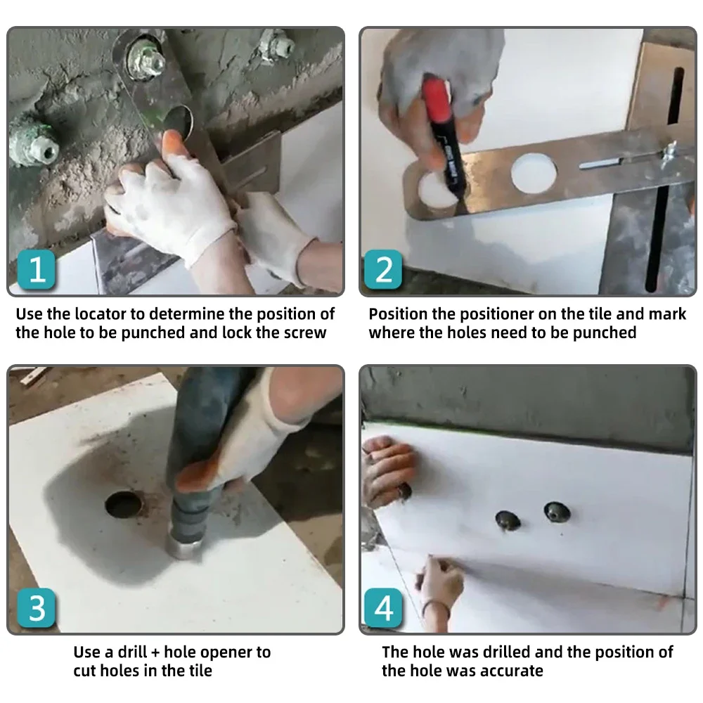 Multi-purpose Stainless Steel Punch Locator Universal Positioning Hole Opener Tile Wall Tile Glass Measuring Tool