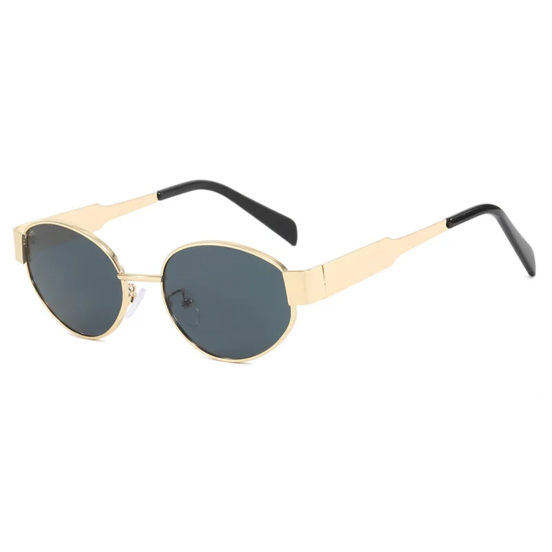 Occhiali da sole ovali in metallo Vintage per donna 2024 nuovi occhiali da sole eleganti sfumati firmati di marca femminili Sexy Y2K Shades Ins Hot