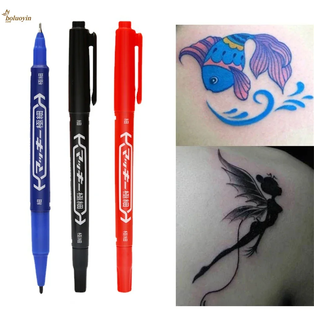 3PCS Skin Markers Fine Point  Large Capacity Ink 0.5mm & 1mm Scribe Tool Good Waterproof Ink Office School Marker Pens