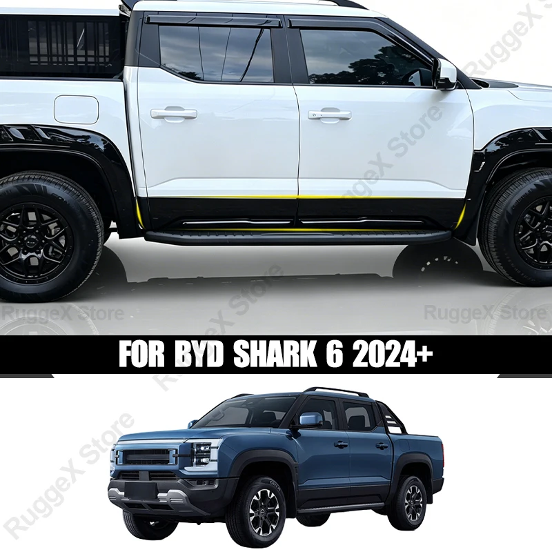 For BYD Shark 6 2024+ Door Scratch Guard Panel Cover ABS Lower Door Trim Protector Exterior Upgrade Car Accessories Widebody Kit