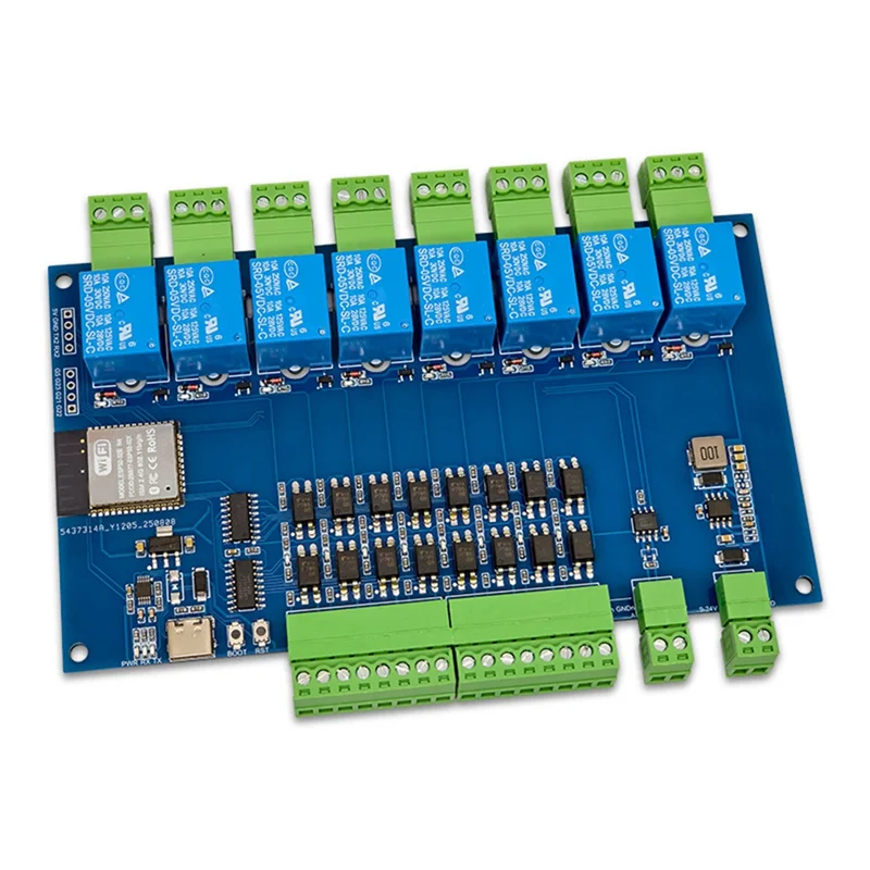 

WIFI Bluetooth с поддержкой ESP32 RS485 Modbus 8-канальный релейный модуль 9-24 В Поддержка TYPE-C