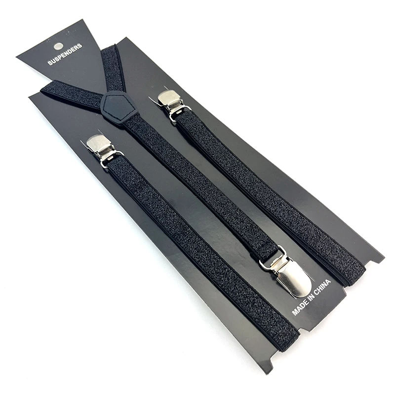 สายรัดเอวแบบหนีบสำหรับผู้หญิงและผู้ชาย แฟชั่น ยืดหยุ่น กว้าง 1.5 ซม. 2 สี ดำ ซิลเวอร์ กลิตเตอร์ สายรัดเอวแบบบาง สายรัดหลังรูปตัว Y