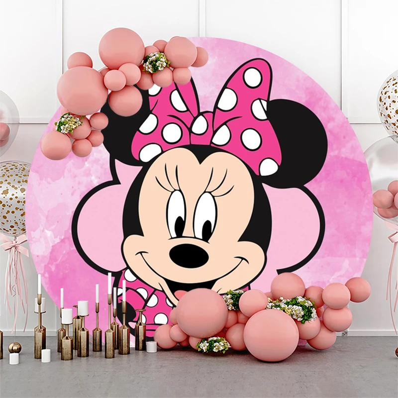 Disney Minnie Mouse Elastic Circle Backgrounds For Photographs Photo Background Baby Shower Birthday Party Decoration Photozone