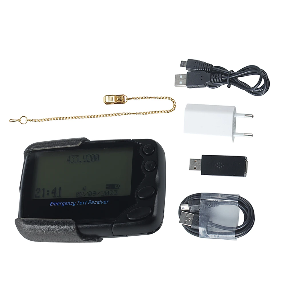 Pager Beeper Text Wireless Pager Text Message Paging System Beeper Pager with Programmable ID Cable, Multi-language Supported