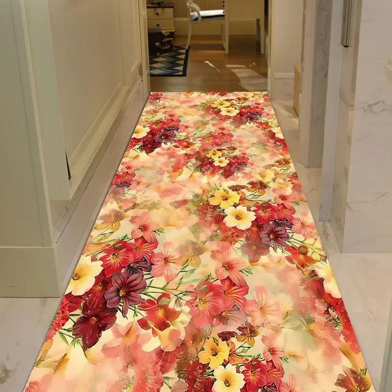 Red 3D Flower Passageway Long Corridor Carpet Home Decoration Parlor Entryway Stairway Hallway Runners Rugs Room Aisle Mat