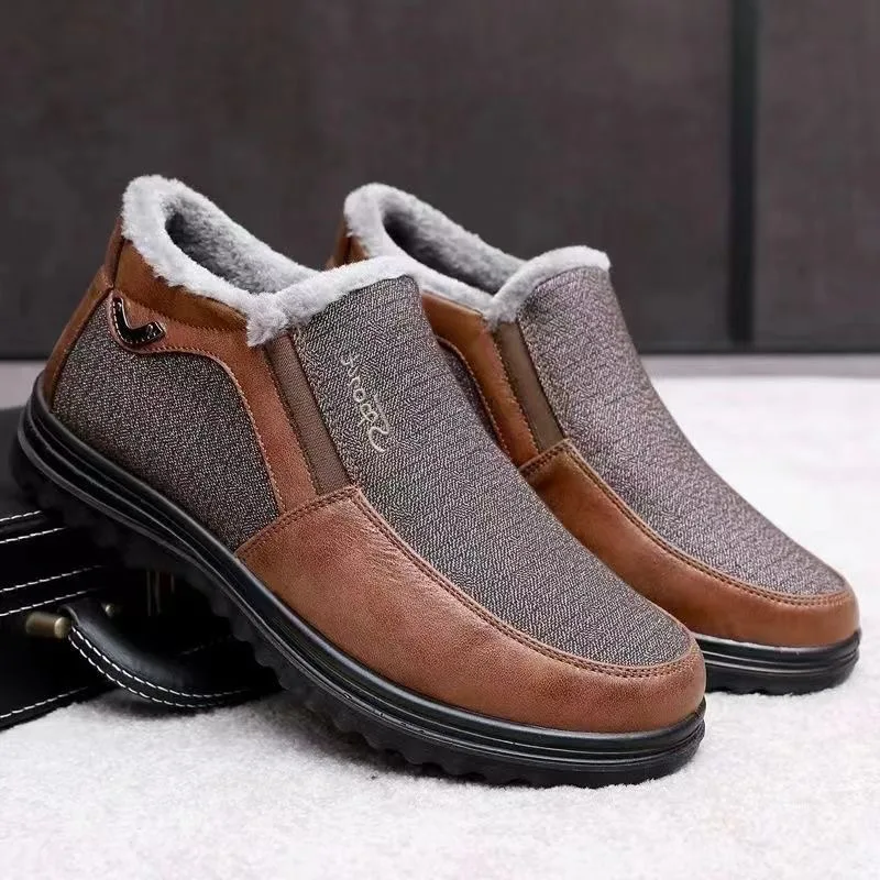 

Men's warm shoes with cotton for cold protection, high-top shoes, fashionable business casual shoes, and warm boots