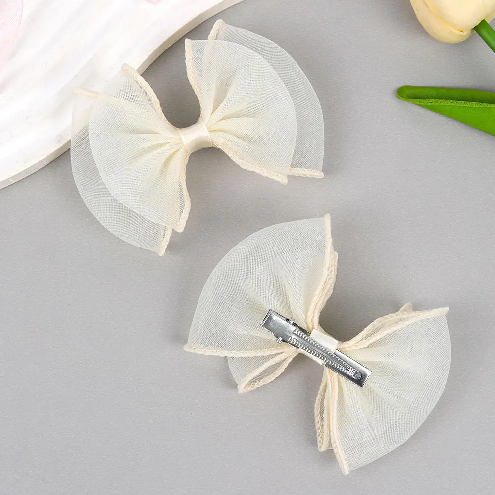 2Pcs Lovely Bow Hairpins Chiffon Double Bowknot Hair Clips For Girl Sweet Princess Barrettes Hair Accessories Children Headwear