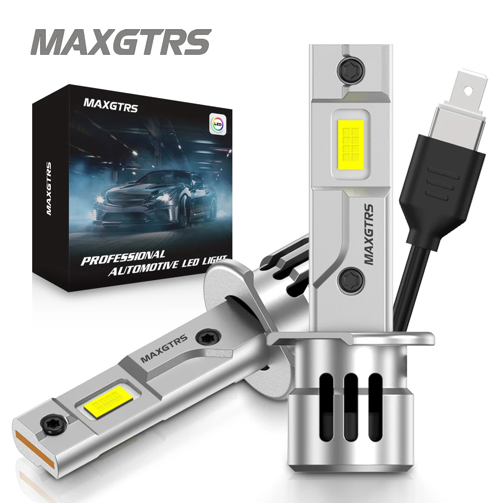 MAXGTRS 2Pcs 20000LM H1 Turbo LED Canbus Headlight Bulb High Power with Fan H1 Bulbs Lamp for Car 6500K White Super Bright 12V