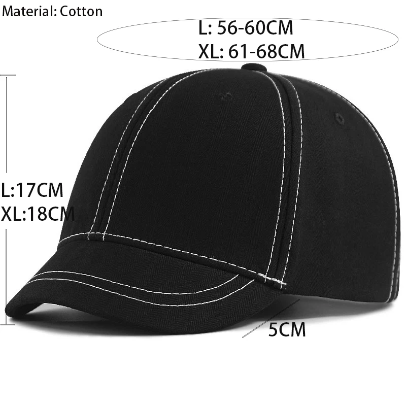 Simple Fashion Men Denim Baseball Short Brim Cap Daddy Caps Cool Casual Denim Wear Blank Hat XL Plus Size Adjustable