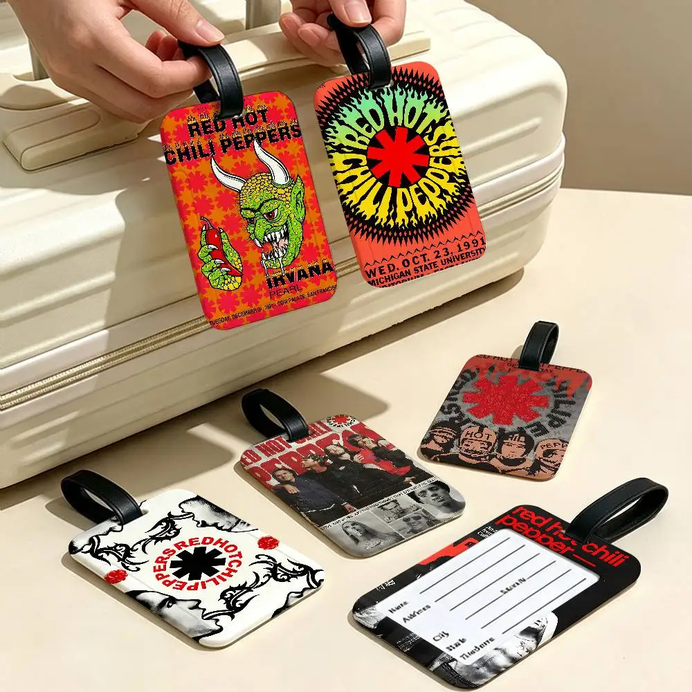 R-Red Hot C-Chili Peppers PVC Anti lost Luggage Identifier Tag Removable Information Card Holder Travel Baggage Tag