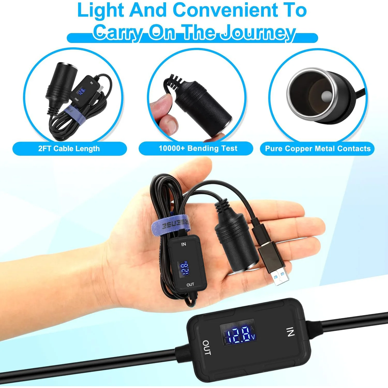 car cigarette lighter extender Extension Cord and it supports Max Car charger "Z17B Sure" four