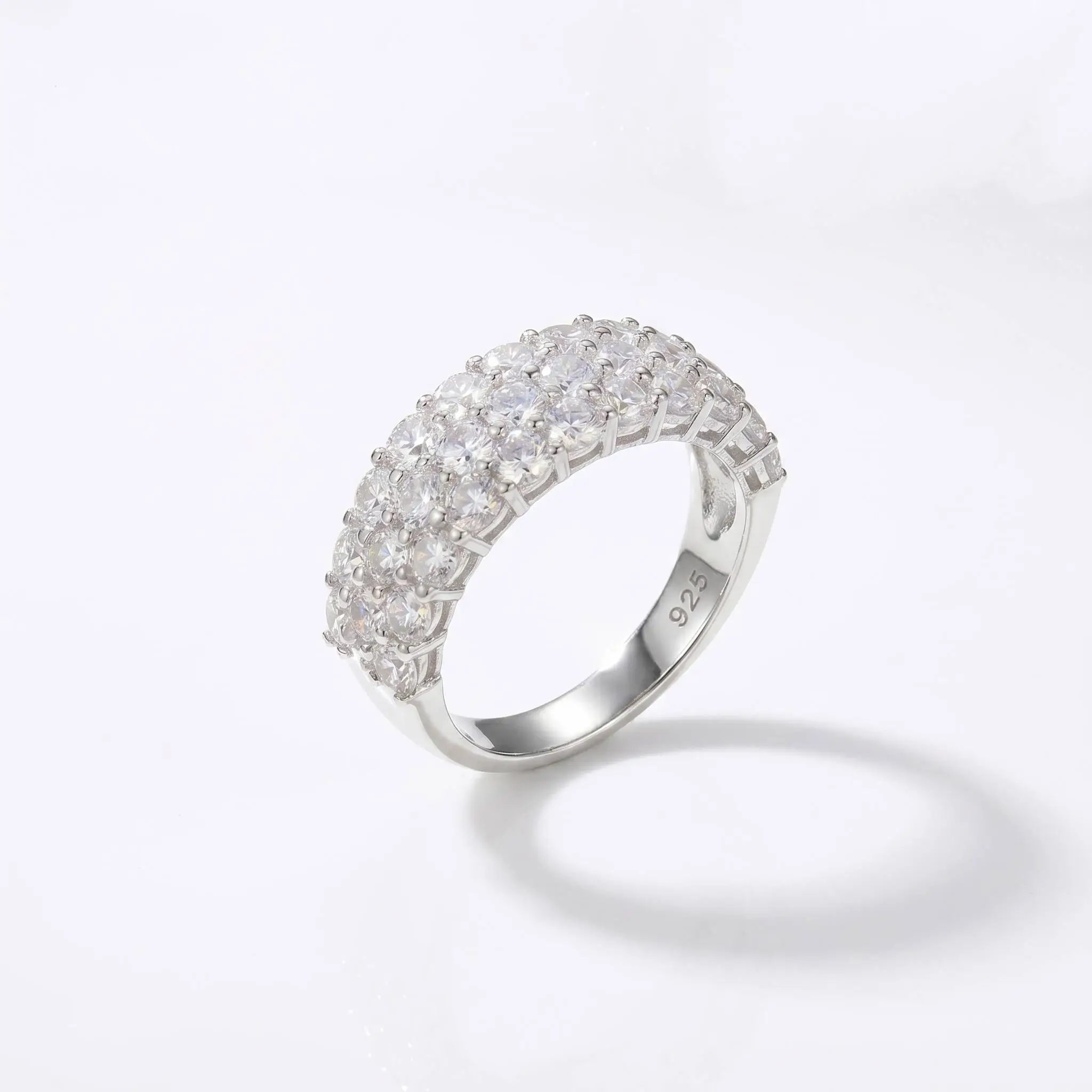 

1.86ct D Color VVS1 Moissanite S925 Silver Triple Row Paved Ring Luxury High-End Stackable Daily Ring For Women