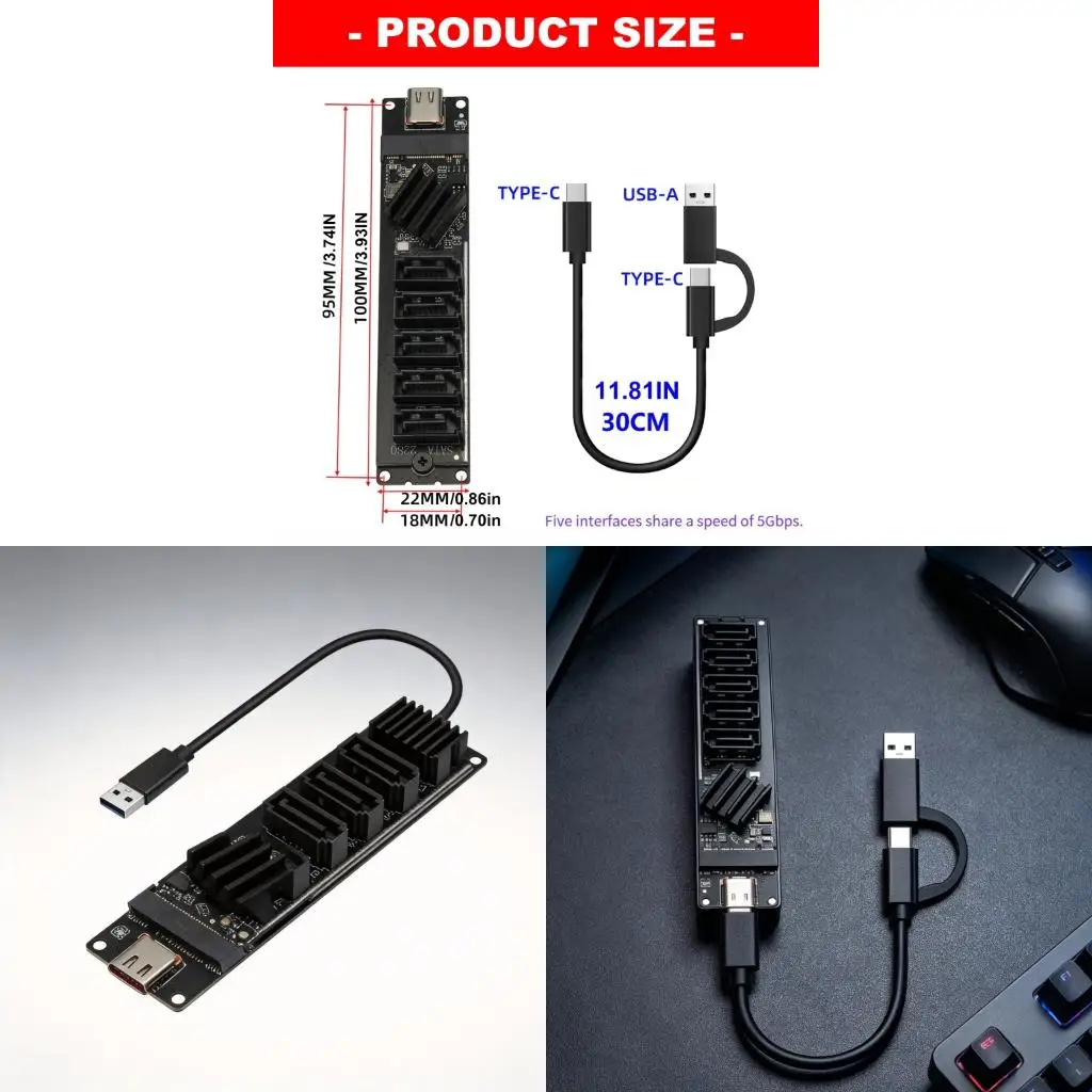  USB Type C and USB A to SATA3.0 Adapter for NAS Data Backups and Storage for Multiple Devices