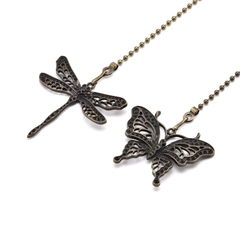 2pieces Dragonflies พัดลมพัดลมดึงโซ่เครื่องประดับสำหรับพื้นที่รับประทานอาหาร