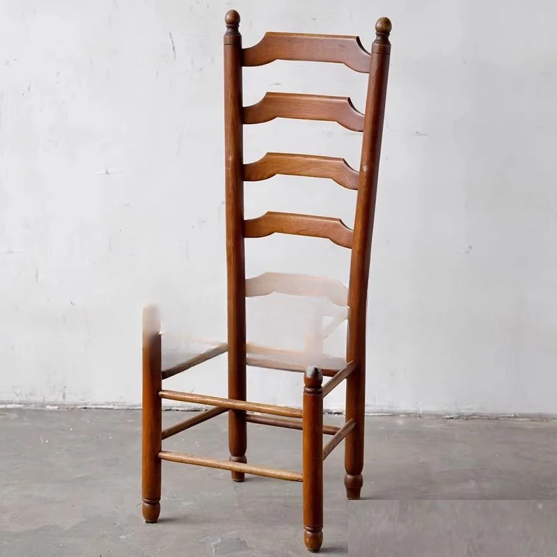 Nordic medieval style solid wood dining chair oak backrest home dining chair designer rattan bed and breakfast special-shaped